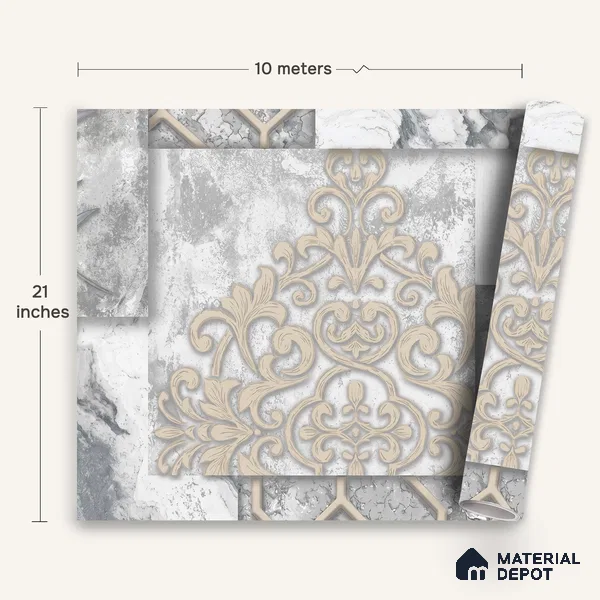 WK100-02 | 10 Meter x 21 Inches Patterned Look Wallpaper - 57.41 Sq. Ft. | Minimum 15% wastage during installation