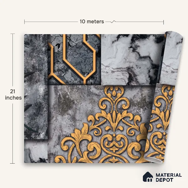 WK100-03 | 10 Meter x 21 Inches Patterned Look Wallpaper - 57.41 Sq. Ft. | Minimum 15% wastage during installation
