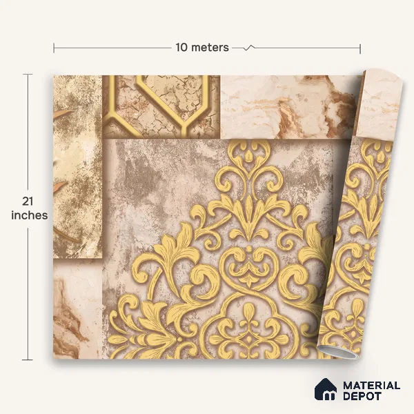 WK100-04 | 10 Meter x 21 Inches Patterned Look Wallpaper - 57.41 Sq. Ft. | Minimum 15% wastage during installation