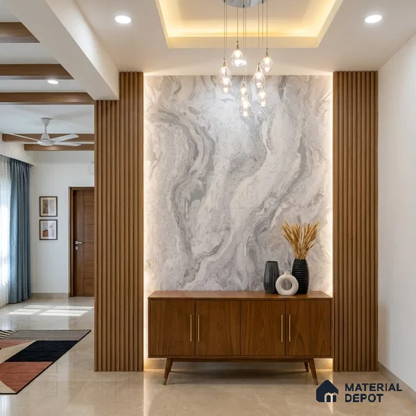 WK100-06 | 10 Meter x 21 Inches Marble Look Wallpaper - 57.41 Sq. Ft. | Minimum 10% wastage during installation