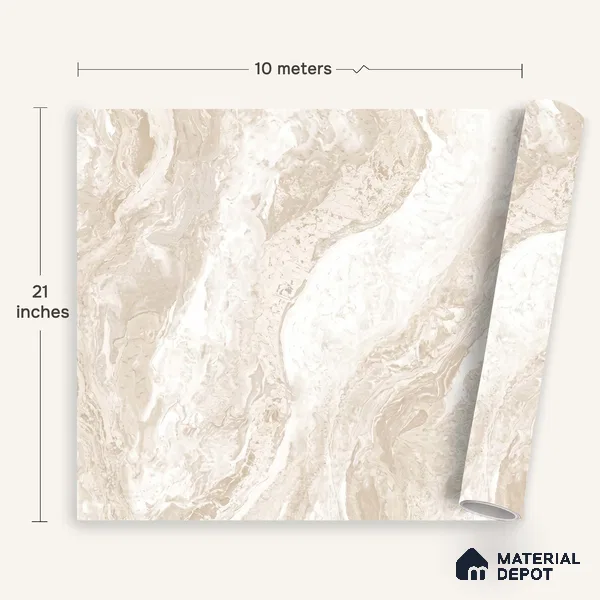 WK100-07 | 10 Meter x 21 Inches Marble Look Wallpaper - 57.41 Sq. Ft. | Minimum 10% wastage during installation
