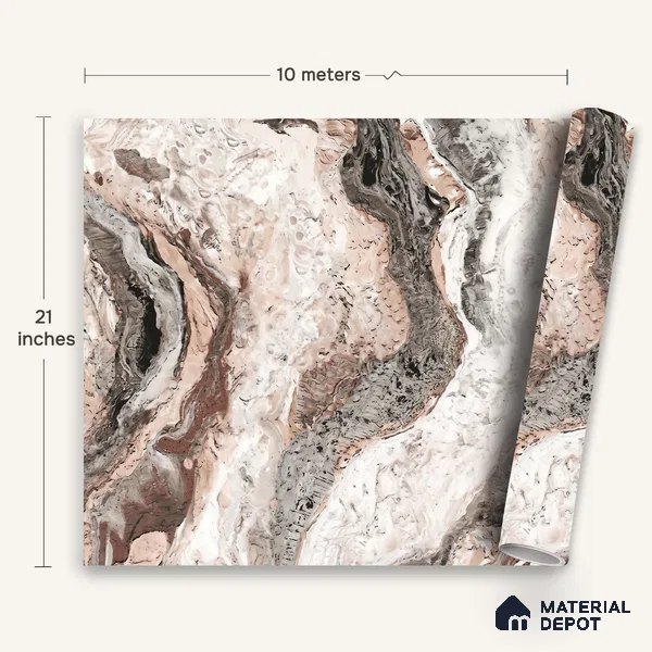 WK100-05 | 10 Meter x 21 Inches Marble Look Wallpaper - 57.41 Sq. Ft. | Minimum 10% wastage during installation