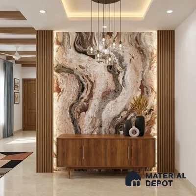 WK100-05 | 10 Meter x 21 Inches Marble Look Wallpaper - 57.41 Sq. Ft. | Minimum 10% wastage during installation