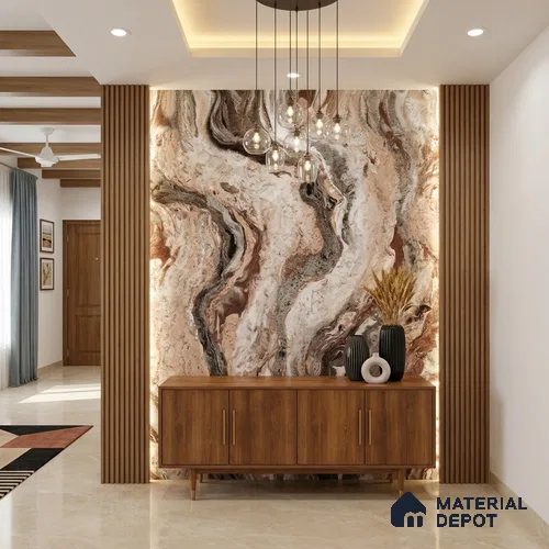 WK100-05 | 10 Meter x 21 Inches Marble Look Wallpaper - 57.41 Sq. Ft. | Minimum 10% wastage during installation