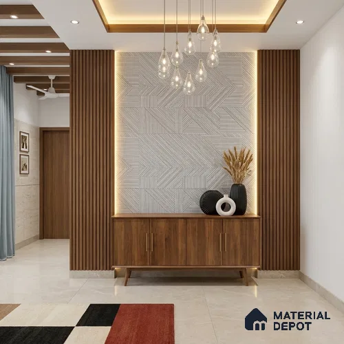 WK100-09 | Silver Grey Chevron Lines Patterned Wallpaper - 10 Meter x 21 Inches, 57.41 Sq. Ft. (Min. 15% Wastage)