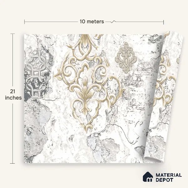 WK100-16 | 10 Meter x 21 Inches Patterned Look Wallpaper - 57.41 Sq. Ft. | Minimum 15% wastage during installation