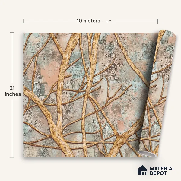 WK100-38 | 10 Meter x 21 Inches Nature Look Wallpaper - 57.41 Sq. Ft. | Minimum 15% wastage during installation