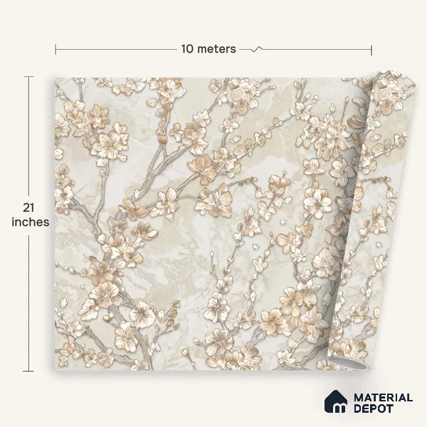 WK100-44 | 10 Meter x 21 Inches Florals Look Wallpaper - 57.41 Sq. Ft. | Minimum 15% wastage during installation