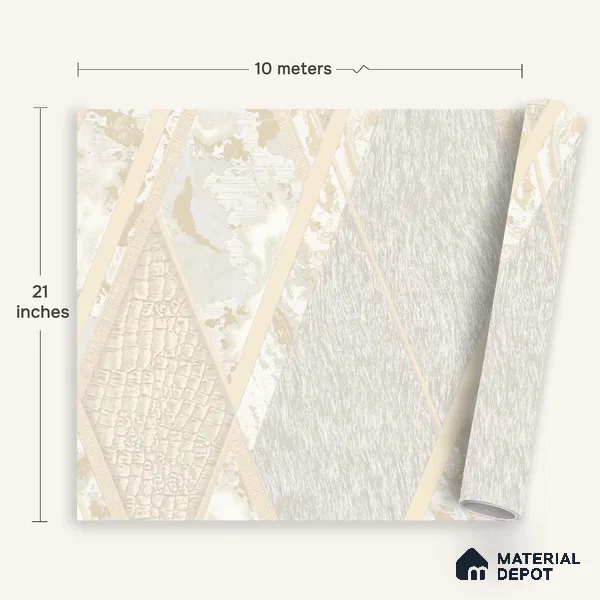 WK100-48 | 10 Meter x 21 Inches Geometric Look Wallpaper - 57.41 Sq. Ft. | Minimum 15% wastage during installation