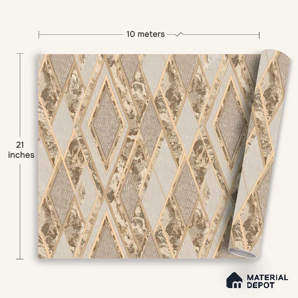 WK100-49 | 10 Meter x 21 Inches Geometric Look Wallpaper - 57.41 Sq. Ft. | Minimum 15% wastage during installation