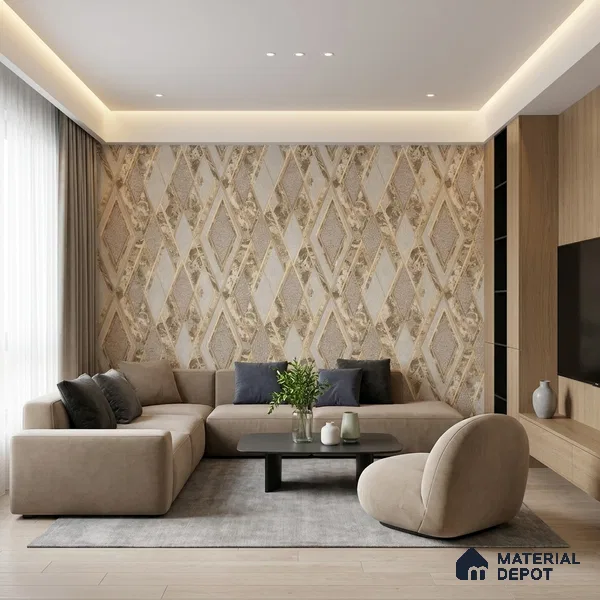 WK100-49 | 10 Meter x 21 Inches Geometric Look Wallpaper - 57.41 Sq. Ft. | Minimum 15% wastage during installation