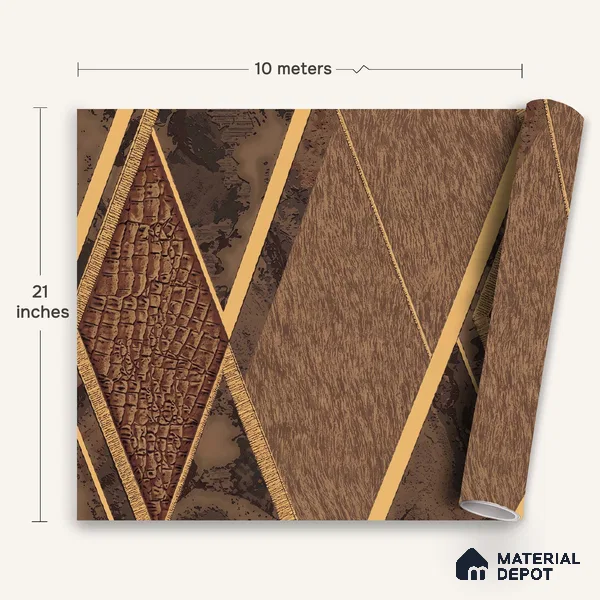 WK100-50 | 10 Meter x 21 Inches Geometric Look Wallpaper - 57.41 Sq. Ft. | Minimum 15% wastage during installation