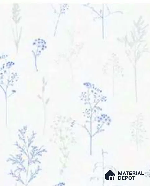 N2-4 | White & Blue Wildflower Sprig Patterned Wallpaper - 10 Meter x 21 Inches, 57.41 Sq. Ft. (Min. 15% Wastage)