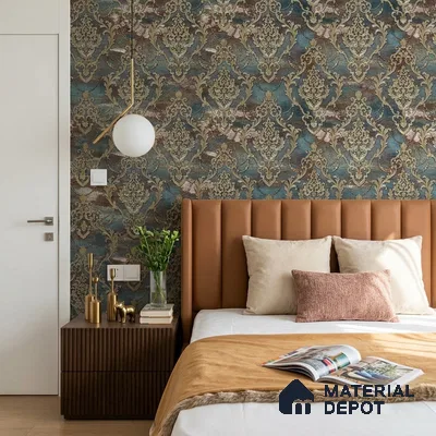 88006 | 5 Meter x 42 Inches Damask Look Wallpaper - 57.41 Sq. Ft. | Minimum 15% wastage during installation