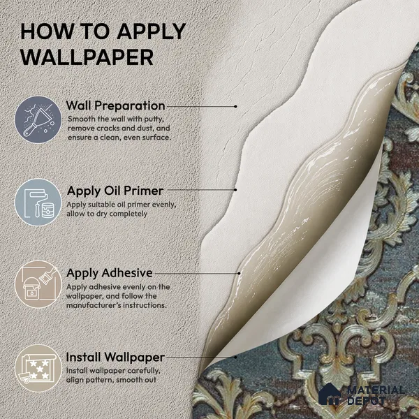 88006 | 5 Meter x 42 Inches Damask Look Wallpaper - 57.41 Sq. Ft. | Minimum 15% wastage during installation