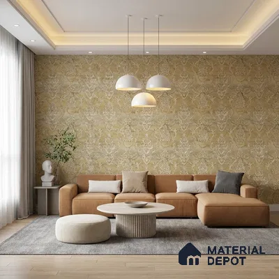 88002 | 5 Meter x 42 Inches Damask Look Wallpaper - 57.41 Sq. Ft. | Minimum 15% wastage during installation