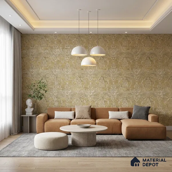 88002 | 5 Meter x 42 Inches Damask Look Wallpaper - 57.41 Sq. Ft. | Minimum 15% wastage during installation