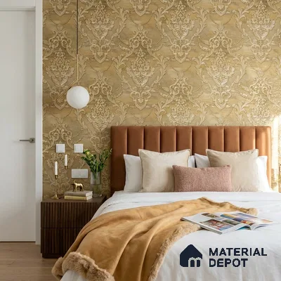 88002 | 5 Meter x 42 Inches Damask Look Wallpaper - 57.41 Sq. Ft. | Minimum 15% wastage during installation