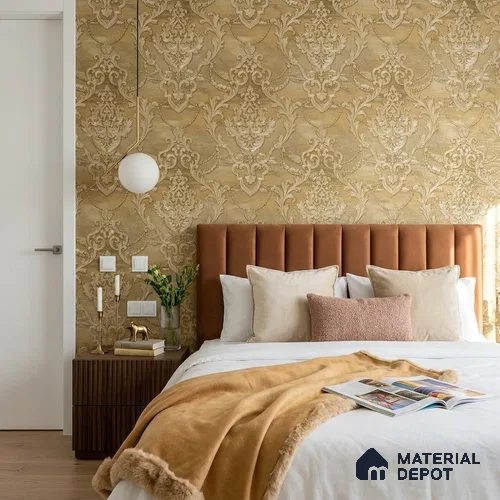 88002 | 5 Meter x 42 Inches Damask Look Wallpaper - 57.41 Sq. Ft. | Minimum 15% wastage during installation