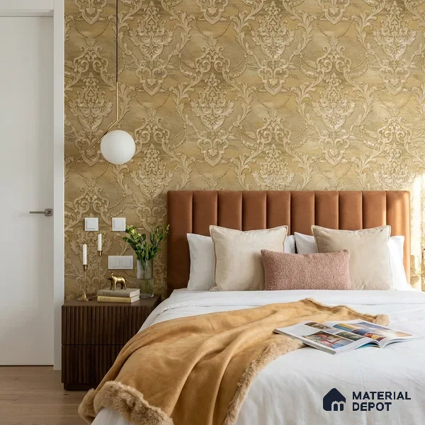 88002 | 5 Meter x 42 Inches Damask Look Wallpaper - 57.41 Sq. Ft. | Minimum 15% wastage during installation