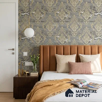 88003 | 5 Meter x 42 Inches Damask Look Wallpaper - 57.41 Sq. Ft. | Minimum 15% wastage during installation