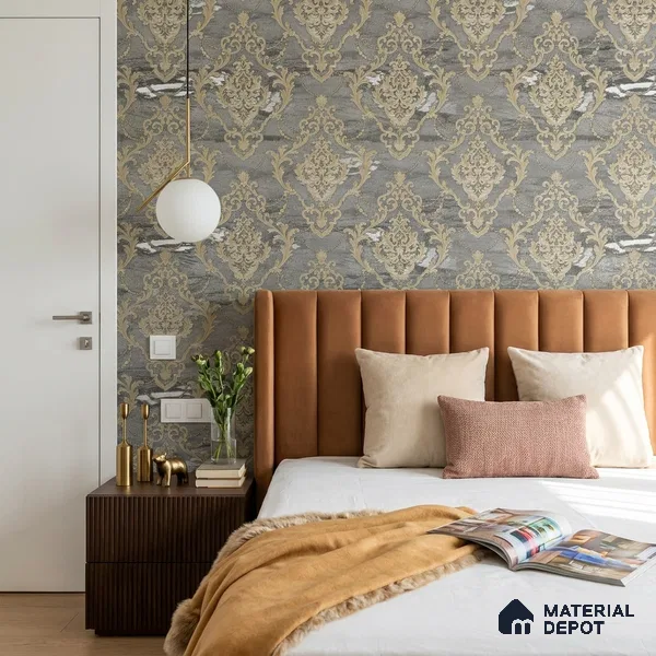 88003 | 5 Meter x 42 Inches Damask Look Wallpaper - 57.41 Sq. Ft. | Minimum 15% wastage during installation