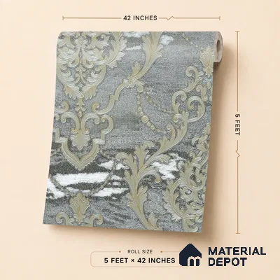 88003 | 5 Meter x 42 Inches Damask Look Wallpaper - 57.41 Sq. Ft. | Minimum 15% wastage during installation