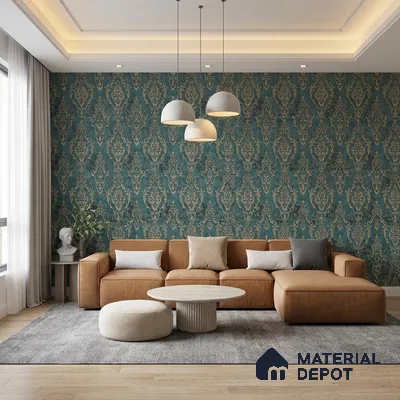 88001 | 5 Meter x 42 Inches Damask Look Wallpaper - 57.41 Sq. Ft. | Minimum 15% wastage during installation