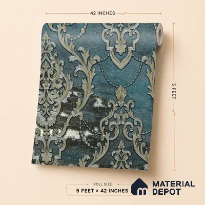 88001 | 5 Meter x 42 Inches Damask Look Wallpaper - 57.41 Sq. Ft. | Minimum 15% wastage during installation