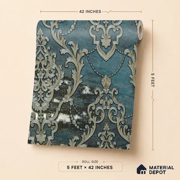 88001 | 5 Meter x 42 Inches Damask Look Wallpaper - 57.41 Sq. Ft. | Minimum 15% wastage during installation