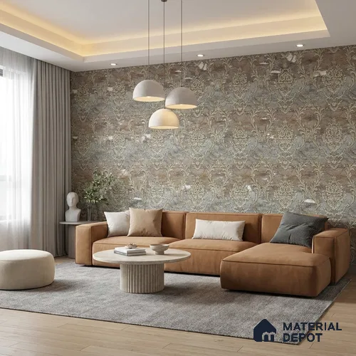 88004 | 5 Meter x 42 Inches Damask Look Wallpaper - 57.41 Sq. Ft. | Minimum 15% wastage during installation