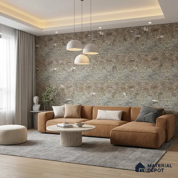 88004 | 5 Meter x 42 Inches Damask Look Wallpaper - 57.41 Sq. Ft. | Minimum 15% wastage during installation