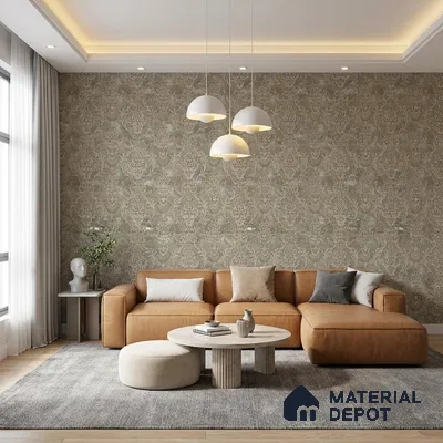 88005 | 5 Meter x 42 Inches Damask Look Wallpaper - 57.41 Sq. Ft. | Minimum 15% wastage during installation