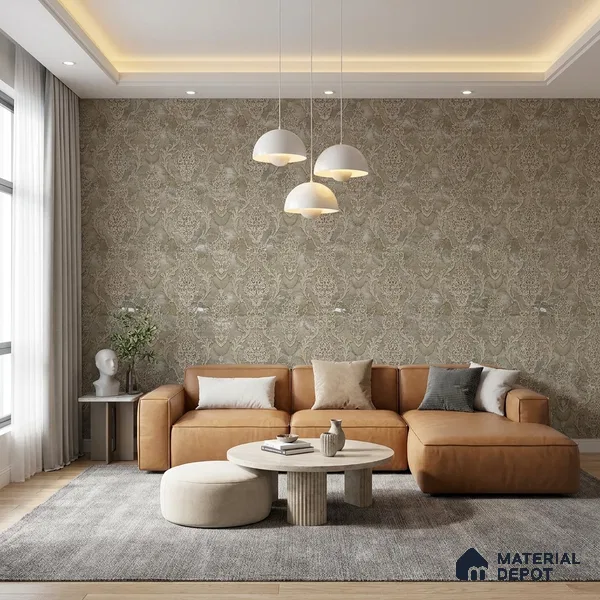 88005 | 5 Meter x 42 Inches Damask Look Wallpaper - 57.41 Sq. Ft. | Minimum 15% wastage during installation