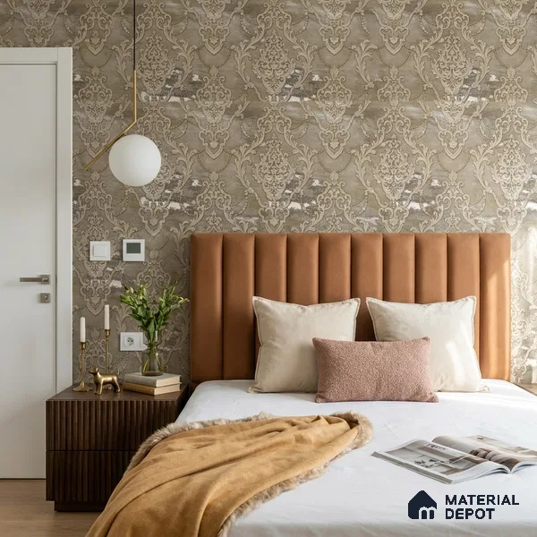 88005 | 5 Meter x 42 Inches Damask Look Wallpaper - 57.41 Sq. Ft. | Minimum 15% wastage during installation