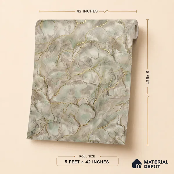 88202 | 5 Meter x 42 Inches Marble Look Wallpaper - 57.41 Sq. Ft. | Minimum 10% wastage during installation