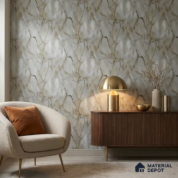 88205 | 5 Meter x 42 Inches Marble Look Wallpaper - 57.41 Sq. Ft. | Minimum 10% wastage during installation