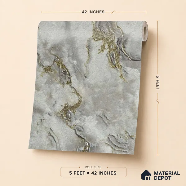 88403 | 5 Meter x 42 Inches Marble Look Wallpaper - 57.41 Sq. Ft. | Minimum 10% wastage during installation