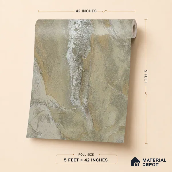 88502 | 5 Meter x 42 Inches Marble Look Wallpaper - 57.41 Sq. Ft. | Minimum 10% wastage during installation