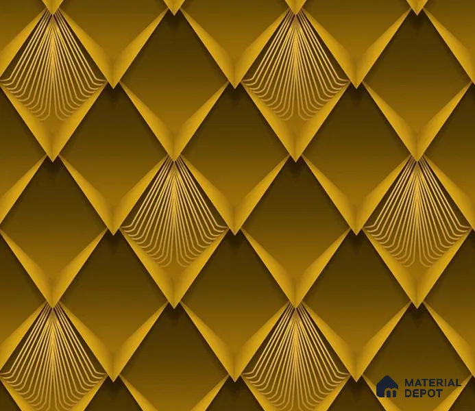 5D1024 | Gold Fan Scallop PVC Geometric Wallpaper - 9.5 Meter x 21 Inch, 55 Sq. Ft. (Min. 15% Wastage)