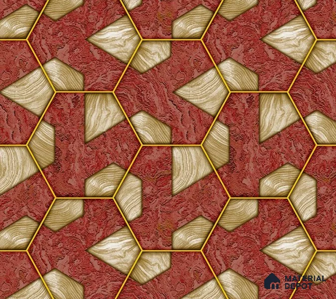 5D1404 | 9.5 Meter x 21 Inch PVC Geometric Look Wallpaper - 55 Sq. Ft. | Minimum 15% wastage during installation