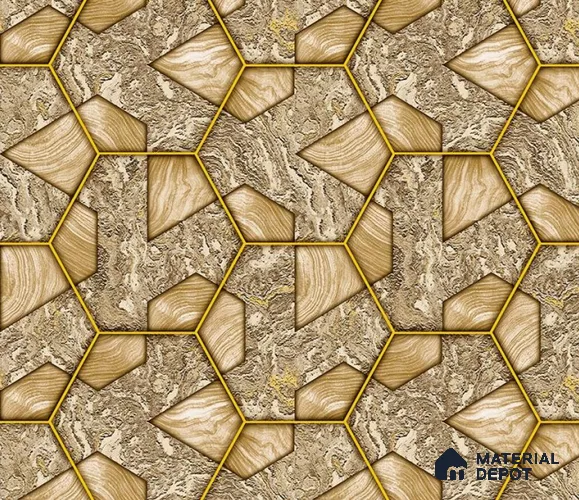 5D1401 | 9.5 Meter x 21 Inch PVC Geometric Look Wallpaper - 55 Sq. Ft. | Minimum 15% wastage during installation