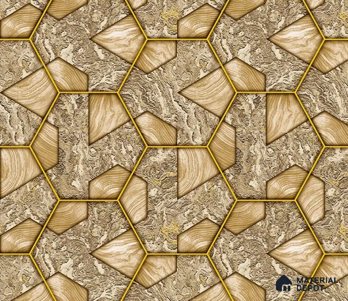 5D1401 | 9.5 Meter x 21 Inch PVC Geometric Look Wallpaper - 55 Sq. Ft. | Minimum 15% wastage during installation