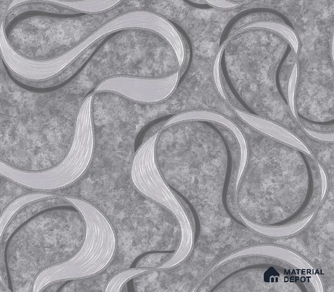 5D1032 | Silver Grey Wavy Ribbon PVC Patterned Wallpaper - 9.5 Meter x 21 Inch, 55 Sq. Ft. (Min. 15% Wastage)