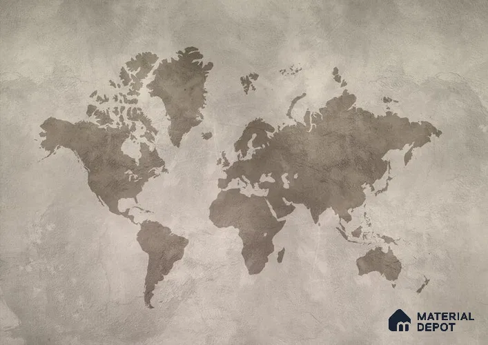 WC04MTF World Map Isolated 39 Inches Fiber Glass Matte Finish Wallcovering (Customised Size Wallpapers)