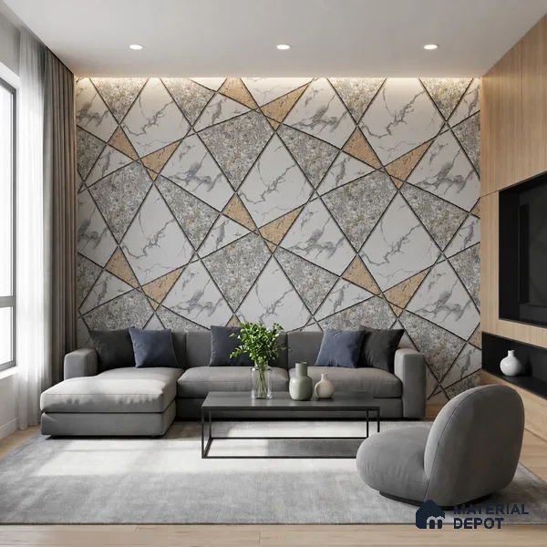 WK150-52 | 10 Meter x 21 Inches Geometric Look Wallpaper - 57.41 Sq. Ft. | Minimum 15% wastage during installation