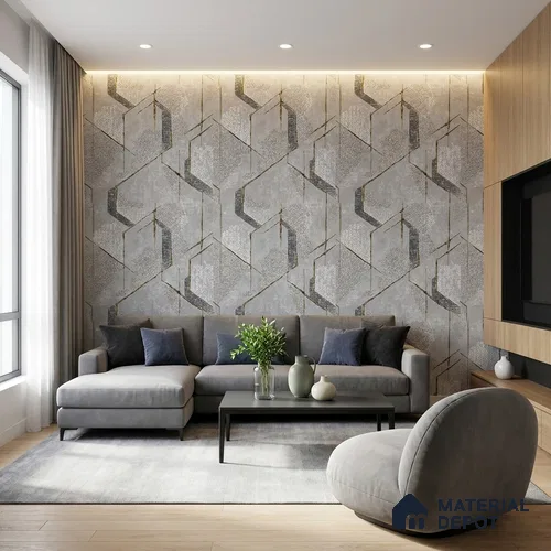 WK150-11 | 10 Meter x 21 Inches Geometric Look Wallpaper - 57.41 Sq. Ft. | Minimum 15% wastage during installation