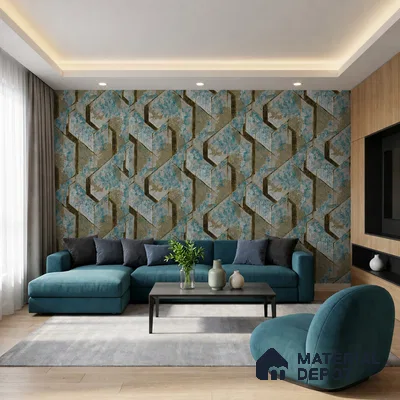WK150-12 | 10 Meter x 21 Inches Geometric Look Wallpaper - 57.41 Sq. Ft. | Minimum 15% wastage during installation