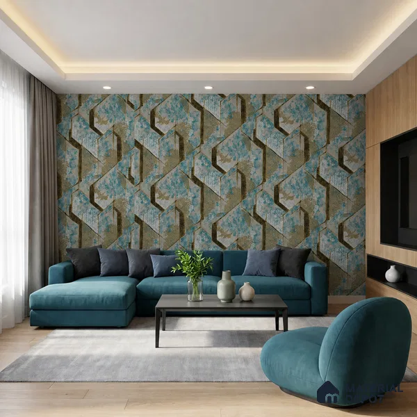 WK150-12 | 10 Meter x 21 Inches Geometric Look Wallpaper - 57.41 Sq. Ft. | Minimum 15% wastage during installation