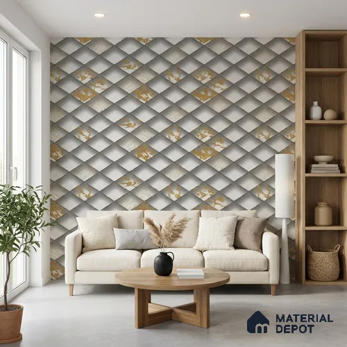 WK150-55 | 10 Meter x 21 Inches Geometric Look Wallpaper - 57.41 Sq. Ft. | Minimum 15% wastage during installation